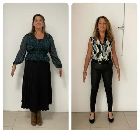 Avant, après, de face, le montage photo d’une membre d’Aloha Nutriclub