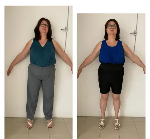 Avant, après, de face, le montage photo d’une membre d’Aloha Nutriclub