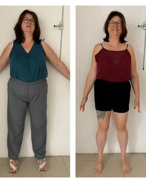 Avant, après, de face, le montage photo d’une membre d’Aloha Nutriclub