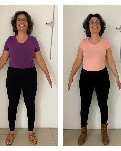 Avant, après, de face, le montage photo d’une membre d’Aloha Nutriclub