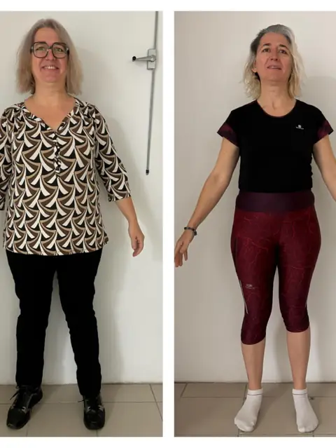 Avant, après, de face, le montage photo d’une membre d’Aloha Nutriclub