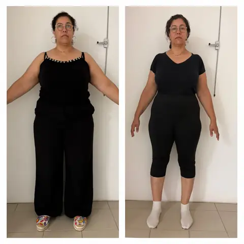 Avant, après, de face, le montage photo d’une membre d’Aloha Nutriclub