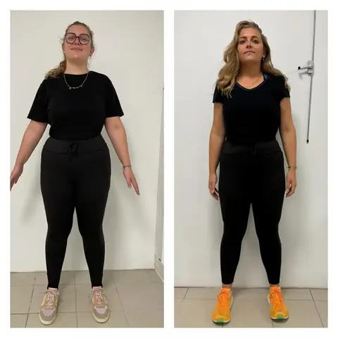 Avant, après, de face, le montage photo d’une membre d’Aloha Nutriclub
